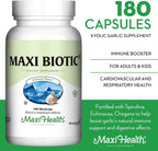 Maxi Health Maxi Biotic Aged Garlic Extract for Adults – Kyolic Garlic, Echinacea & Spirulina – 180 Caps
