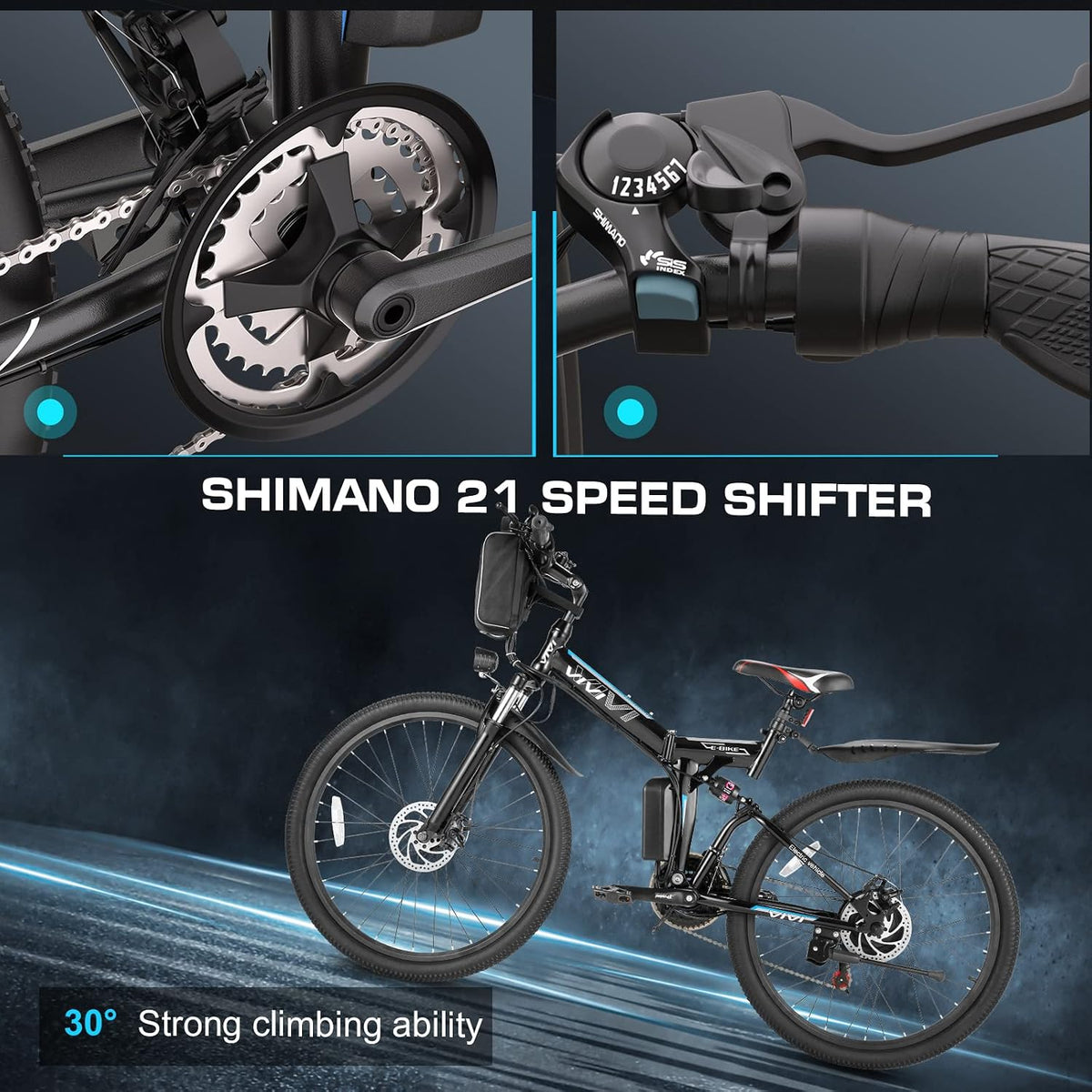 Electric Bike for Adults, 1000W Peak Folding Electric Mountain Bike 26'' Commuter Ebike 19.8 MPH Foldable Ebike Adult Electric Bicycles with Battery, Dual Shock Absorber, SGS Certified to UL2849