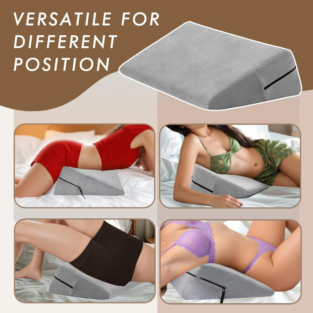 Sex Pillow Men Women Adult Sex Toys & Games Intimate Positioning Pillow in Bed, Seat, Sofa, Chair, Couples Sexual Wellness, Position Cushion Furniture for Bedroom Stuff (Grey, 24X14X7 In)