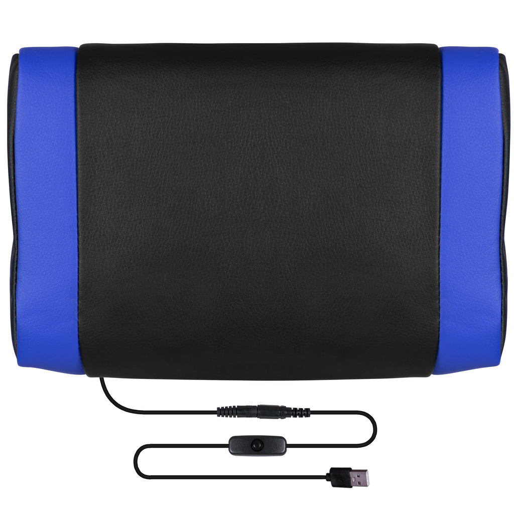 Black/Blue Ergonomic Gaming Chair -Recline Back/Arms, Footrest, Massaging Lumbar