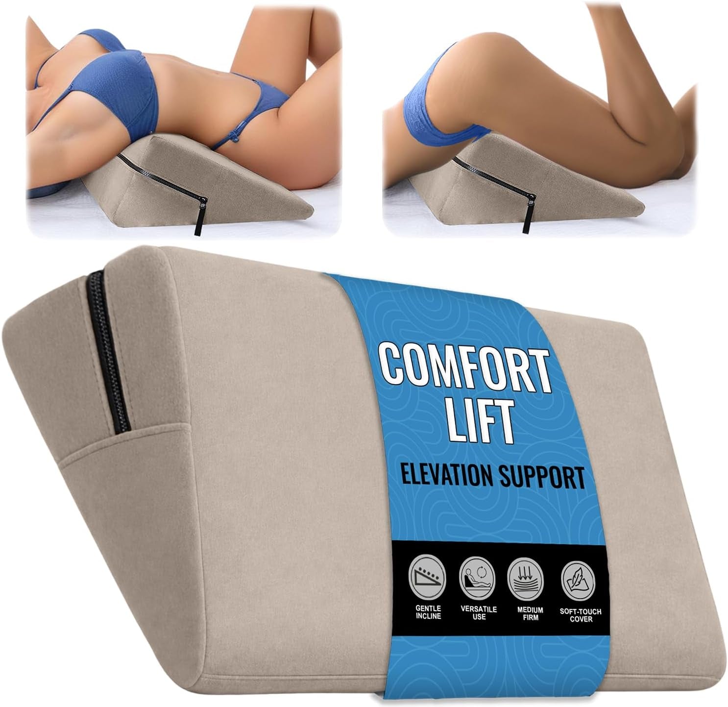 Sex Pillow Men Women Adult Sex Toys & Games Intimate Positioning Pillow in Bed, Seat, Sofa, Chair, Couples Sexual Wellness, Position Cushion Furniture for Bedroom Stuff (Grey, 24X14X7 In)