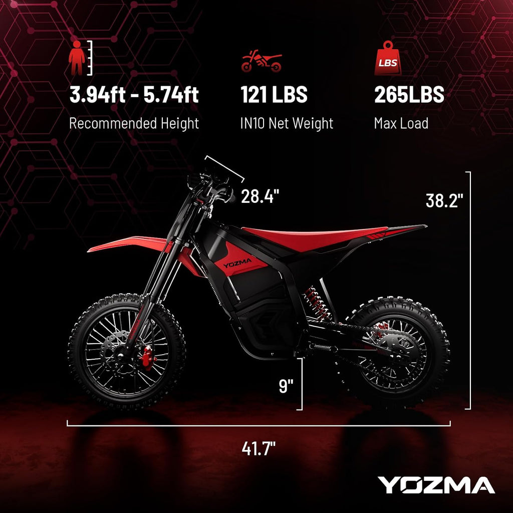 IN10 Electric Dirt Bike, 2600W 40MPH Electric Bike with 1104WH Battery Ebike, Full Hydraulic Brakes and Suspensions Mountain Off-Road E Dirt Bike, for Teens & Adults, Black