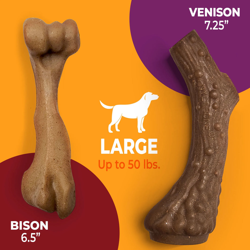 Strong Chew Antler & Femur Bone Dog Toy, Dog Chew Toy Made with Real Bison & Venison, Large