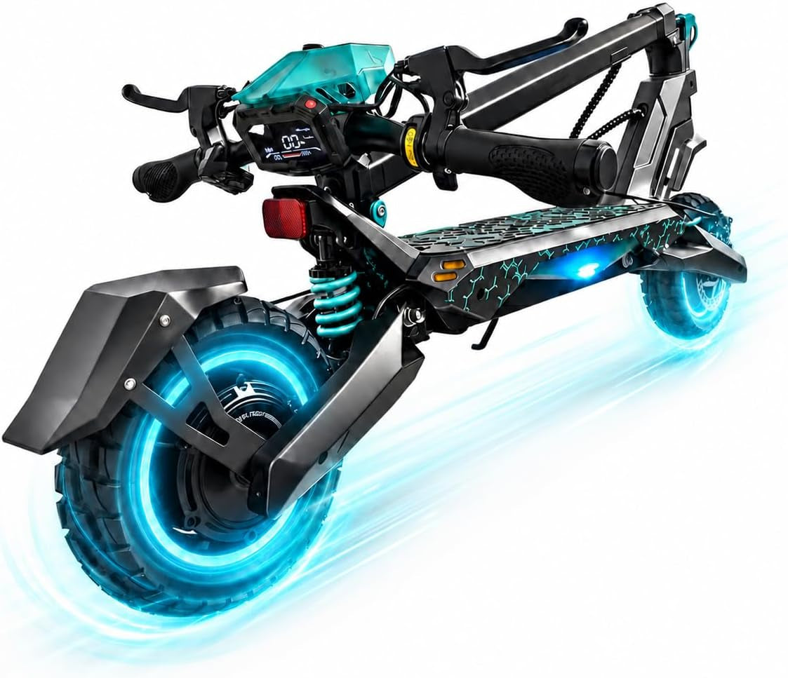 Off Road Electric Scooter for Adults, E Scooter with Dual 1000W Motors, Foldable Scooters, 10" Tires, up to 35 MPH Top Speed, 31-35 Miles Range, Dual Brake & Dual Suspension