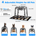 1.2 Gallon Elevated Dog Water Bowls for Large Dogs, 4 Adjustable Heights, Raised Dog Water Stand with Mat