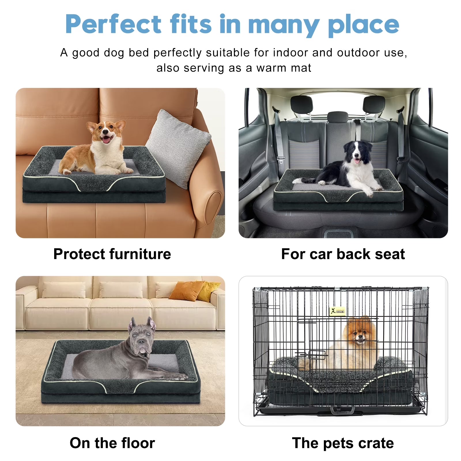 Dog Beds for Large Medium Small Dogs Orthopedic Pet Bed Sofa Supportive Egg Crate Foam Animal Couch with Removable Washable Cover Non Skid Bottom S to XL
